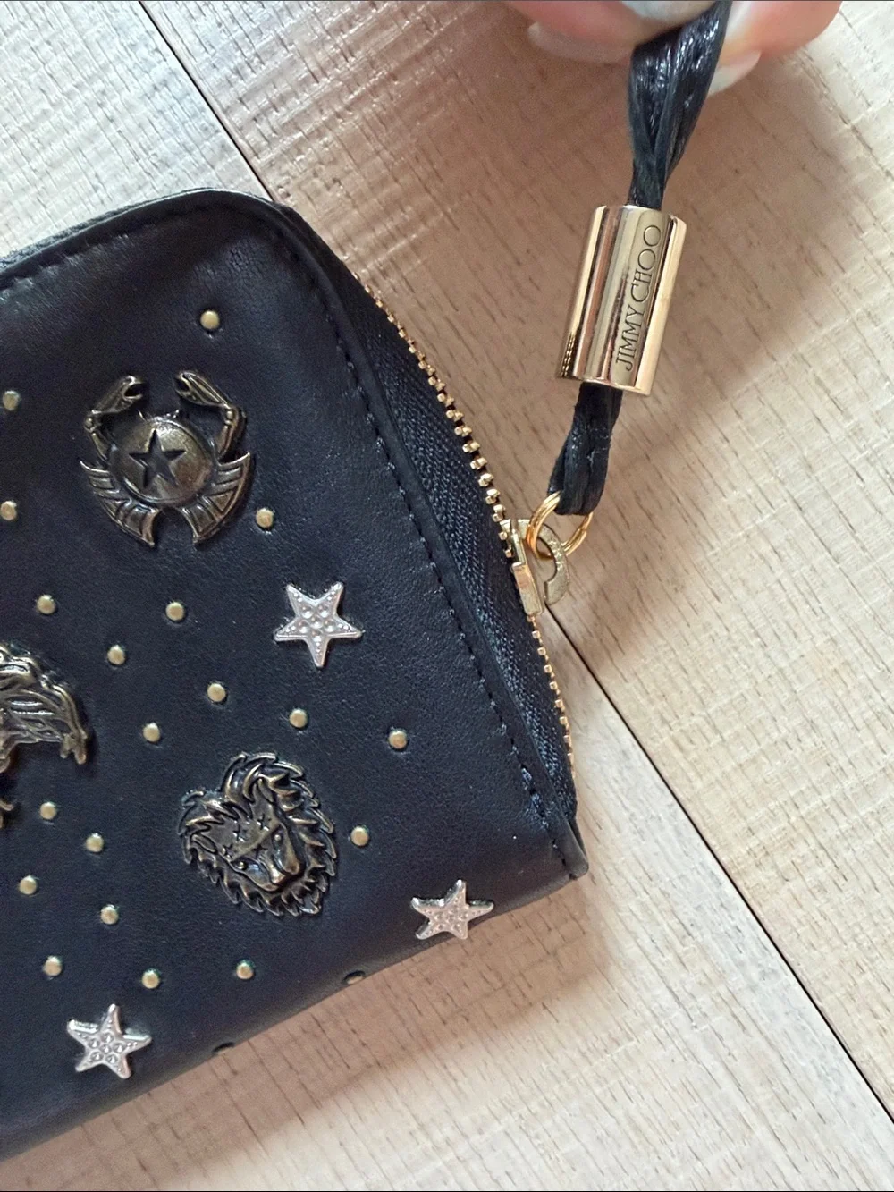 NEW Jimmy Choo Black Zodiac Charm Wallet